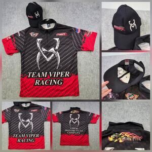 Matt Smith NHRA Drag Racing T Shirt Hat Mens Large Black Red Team Viper Pit Crew